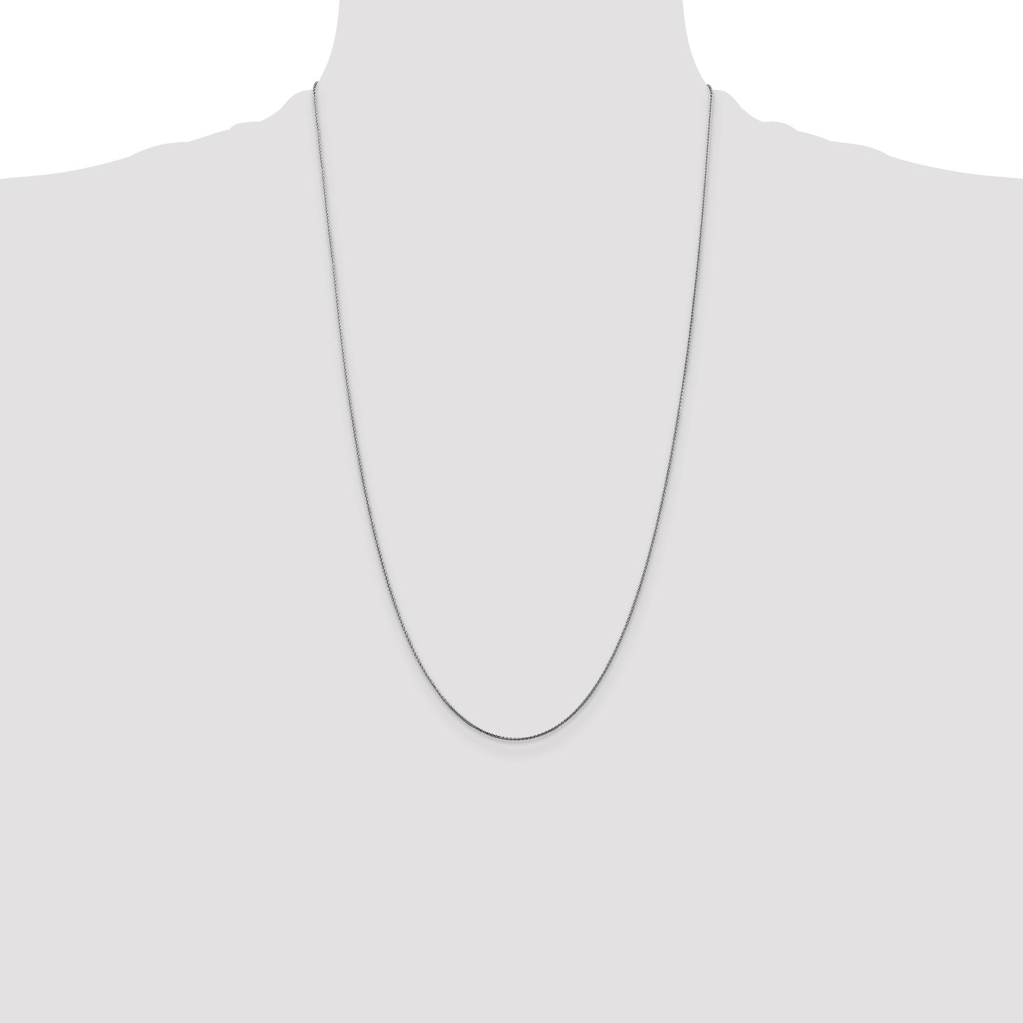 14K White Gold 26 inch .85mmDiamond-cut Spiga with Lobster Clasp Chain