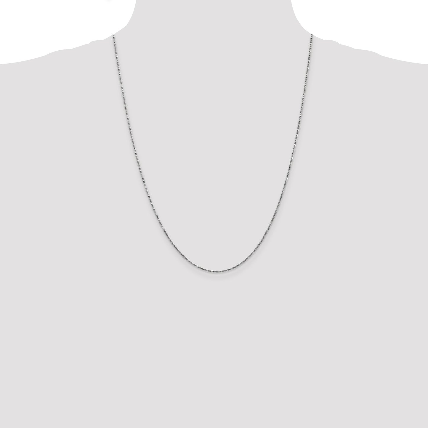 14K White Gold 24 inch 1.05mm Diamond-cut Spiga with Lobster Clasp Chain