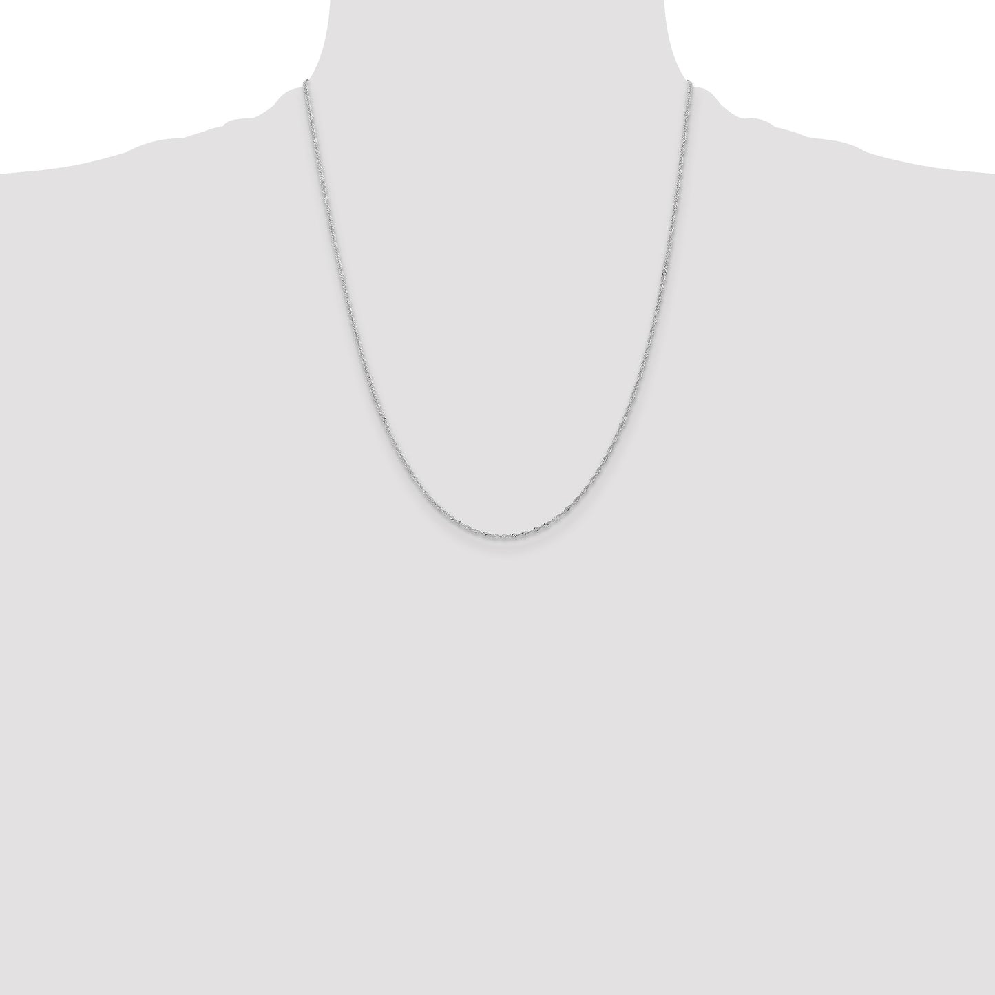 14K White Gold 22 inch 1.10mm Singapore with Spring Ring Clasp Chain