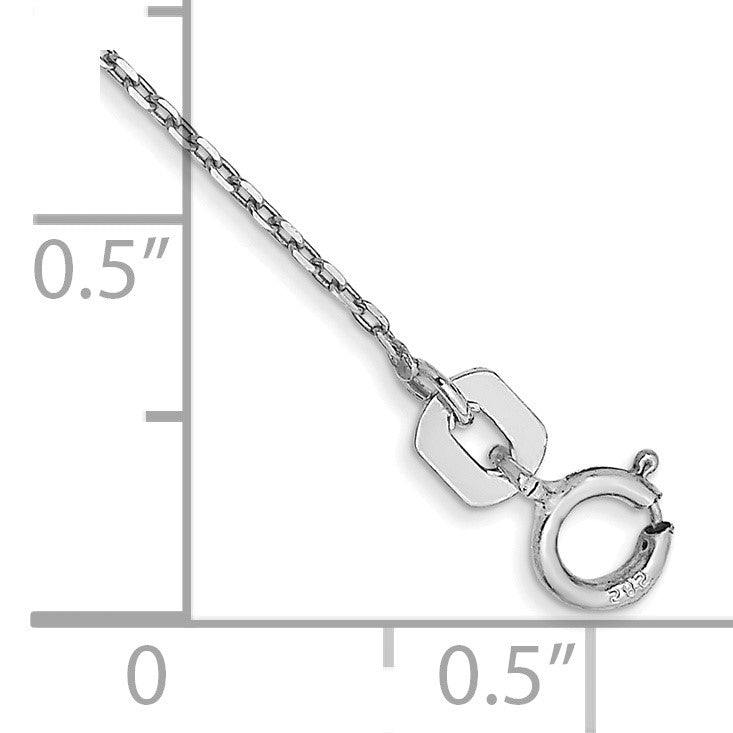 14K White Gold 10 inch .8mm Diamond-cut Cable with Spring Ring Clasp Anklet