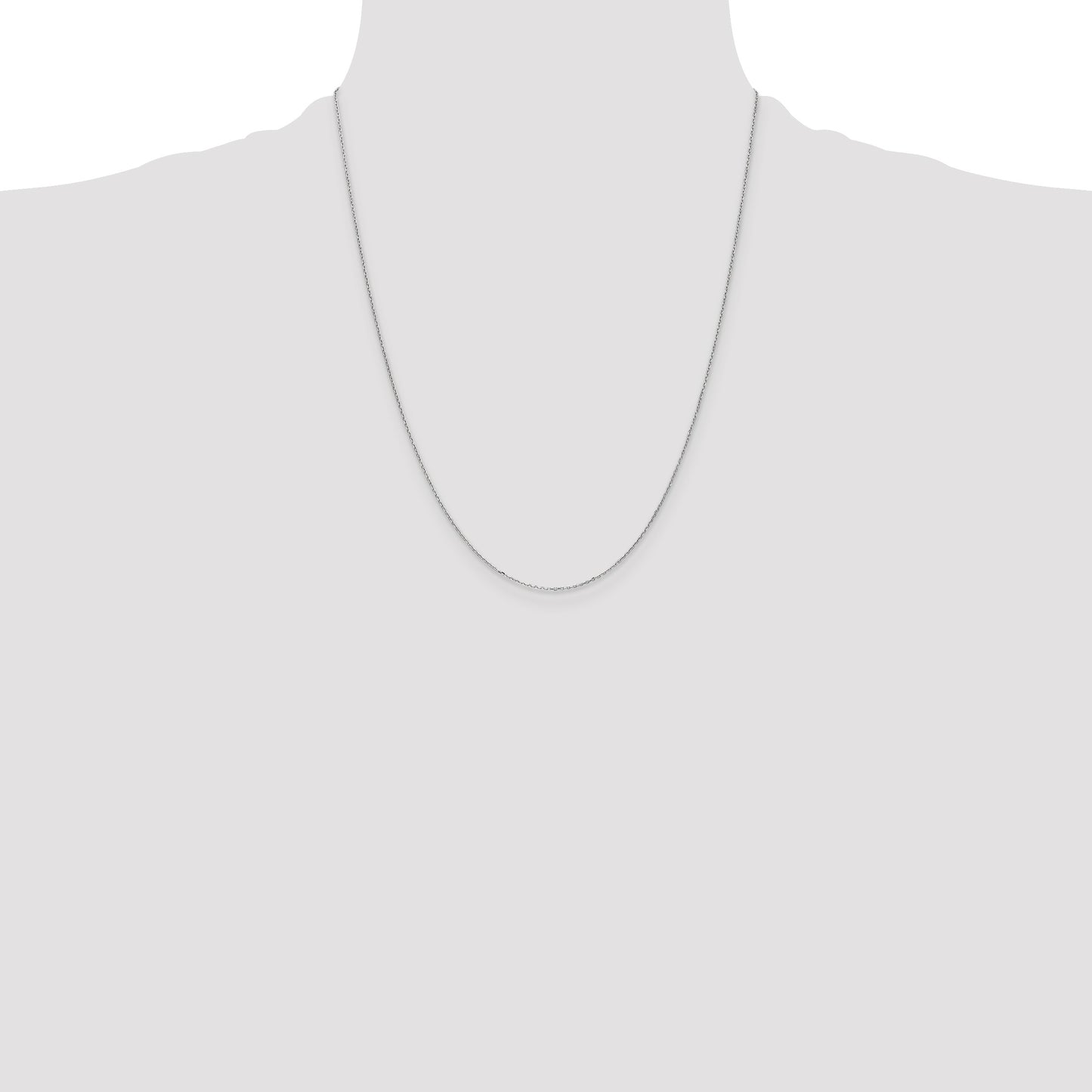 14K White Gold 22 inch .8mm Diamond-cut Cable with Lobster Clasp Chain
