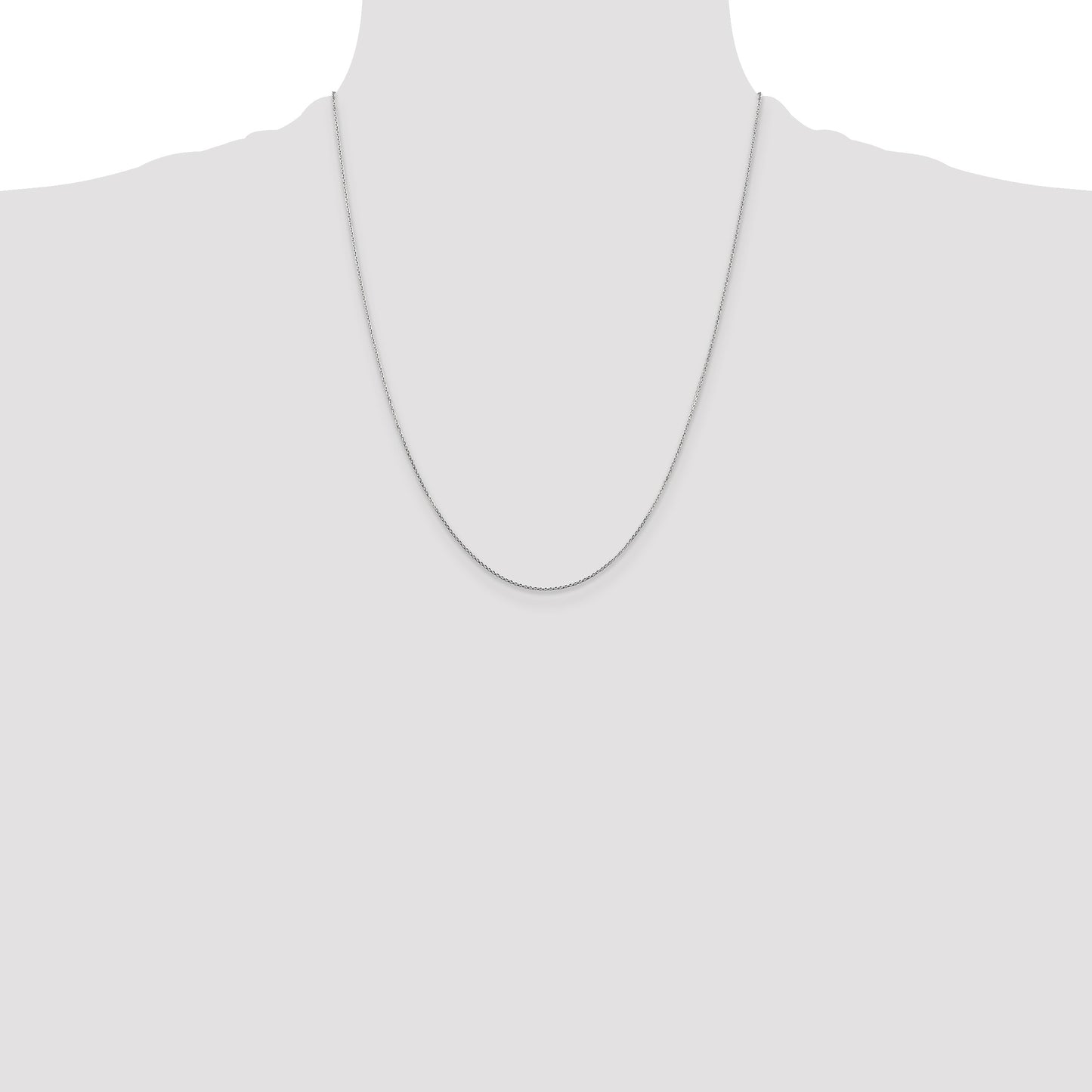 14K White Gold 22 inch .8mm Diamond-cut Round Open Link Cable with Lobster Clasp Chain