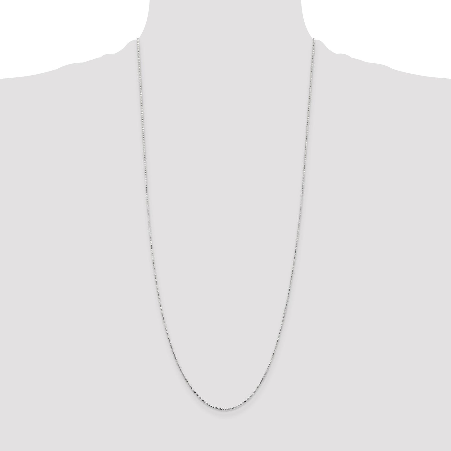 14K White Gold 30 inch .8mm Diamond-cut Round Open Link Cable with Lobster Clasp Chain