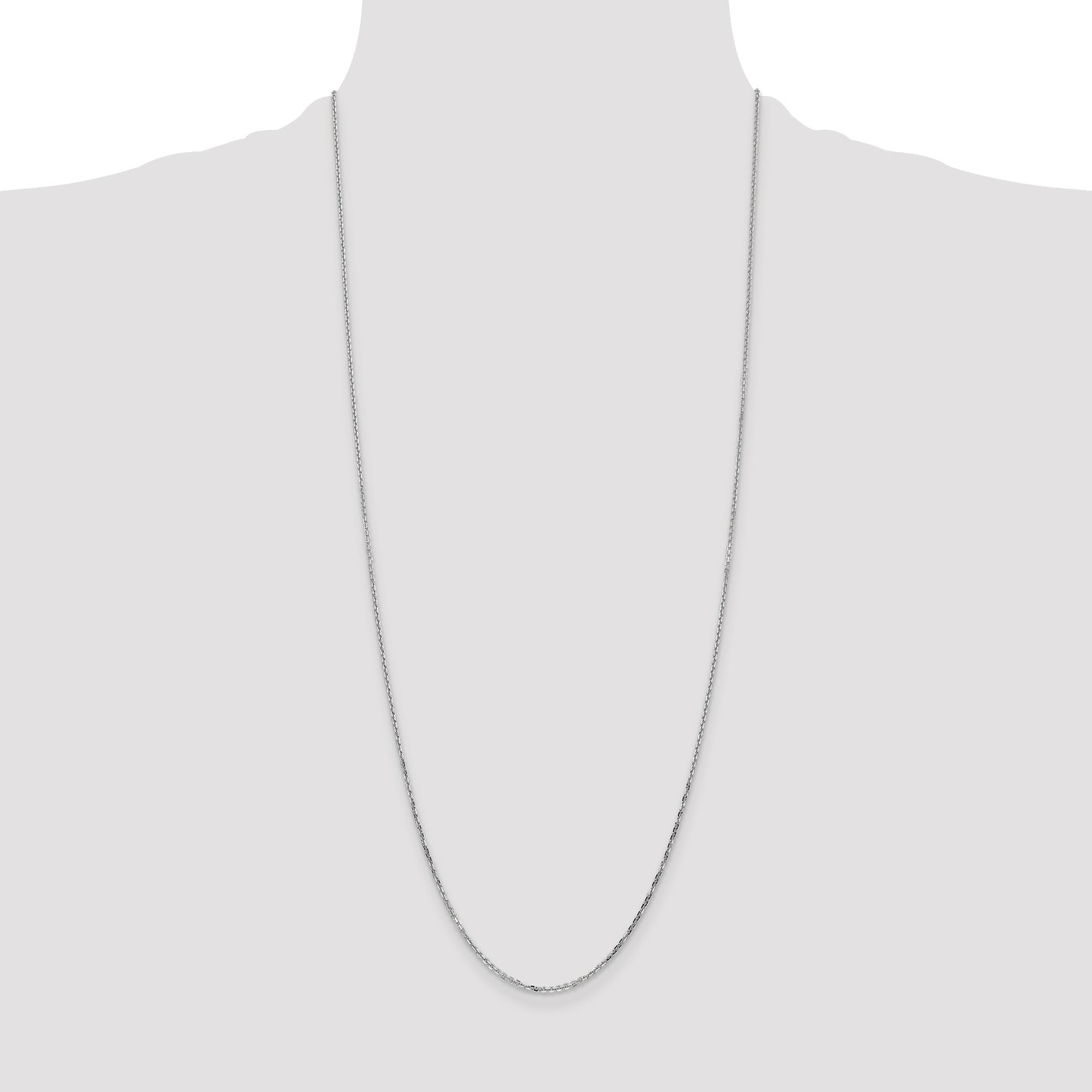 14K White Gold 30 inch 1.4mm Diamond-cut Round Open Link Cable with Lobster Clasp Chain