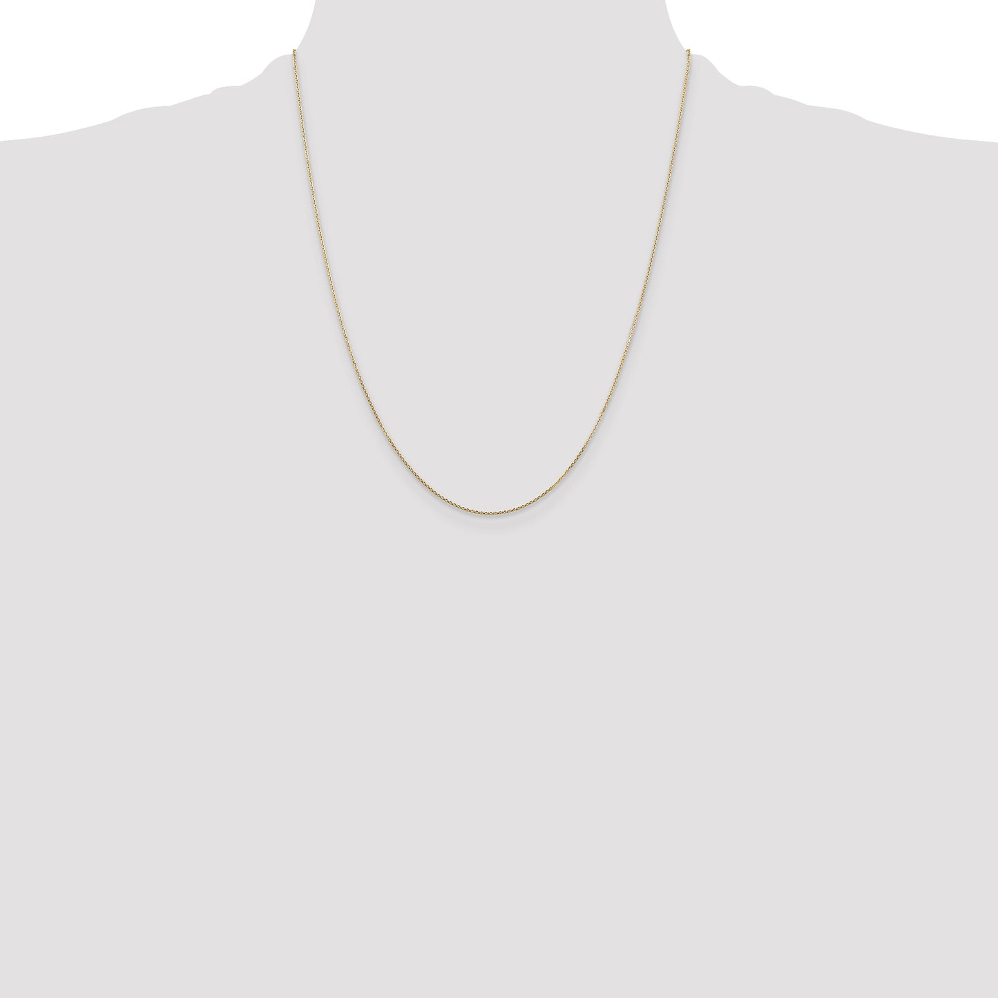 14K 22 inch .8mm Diamond-cut Round Open Link Cable with Lobster Clasp Chain