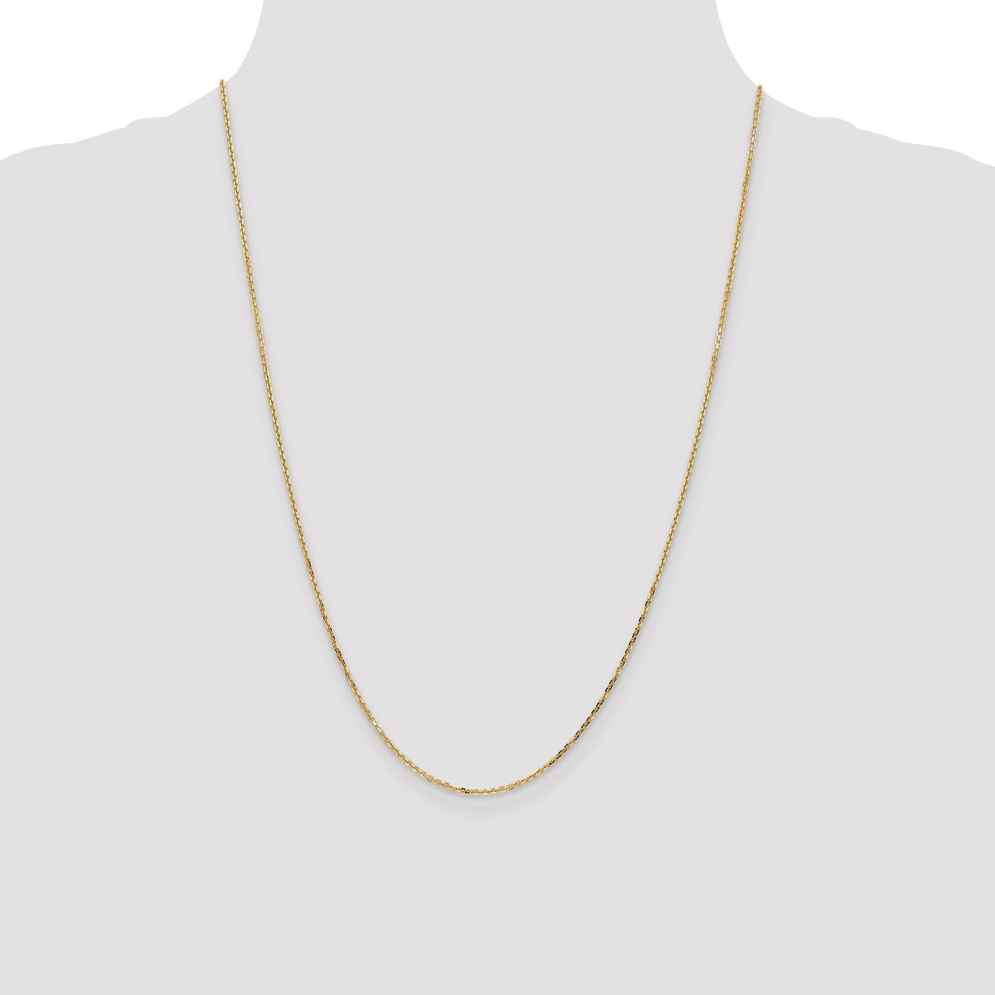 14K 24 inch 1.4mm Diamond-cut Round Open Link Cable with Lobster Clasp Chain