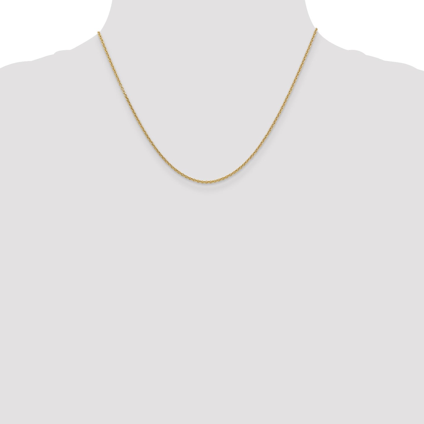 14K 18 inch 1.6mm Round Open Link Cable with Lobster Clasp Chain