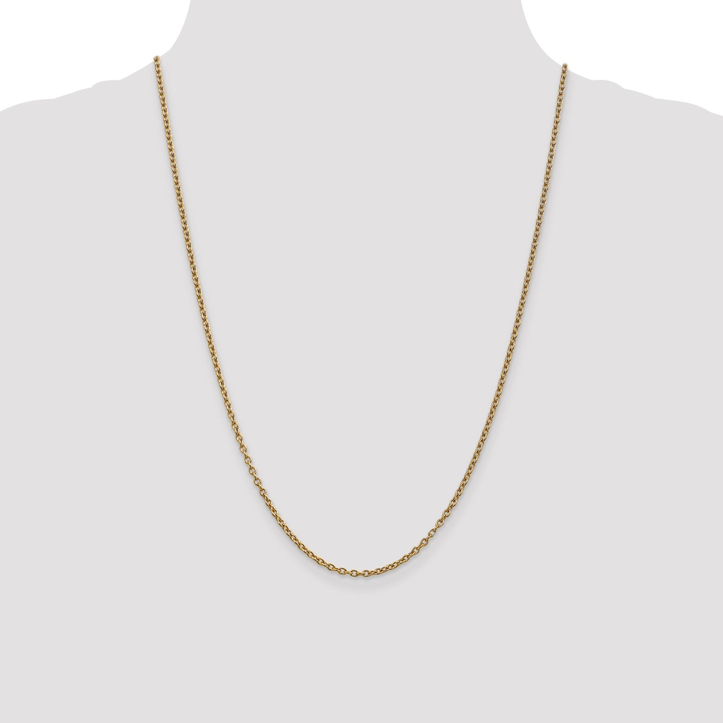 14K 24 inch 2.4mm Round Open Link Cable with Lobster Clasp Chain