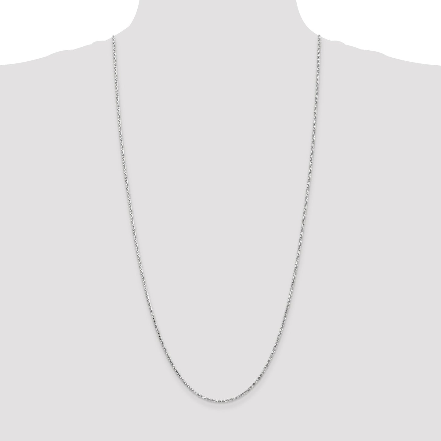 14K White Gold 30 inch 1.6mm Diamond-cut Parisian Wheat with Lobster Clasp Chain