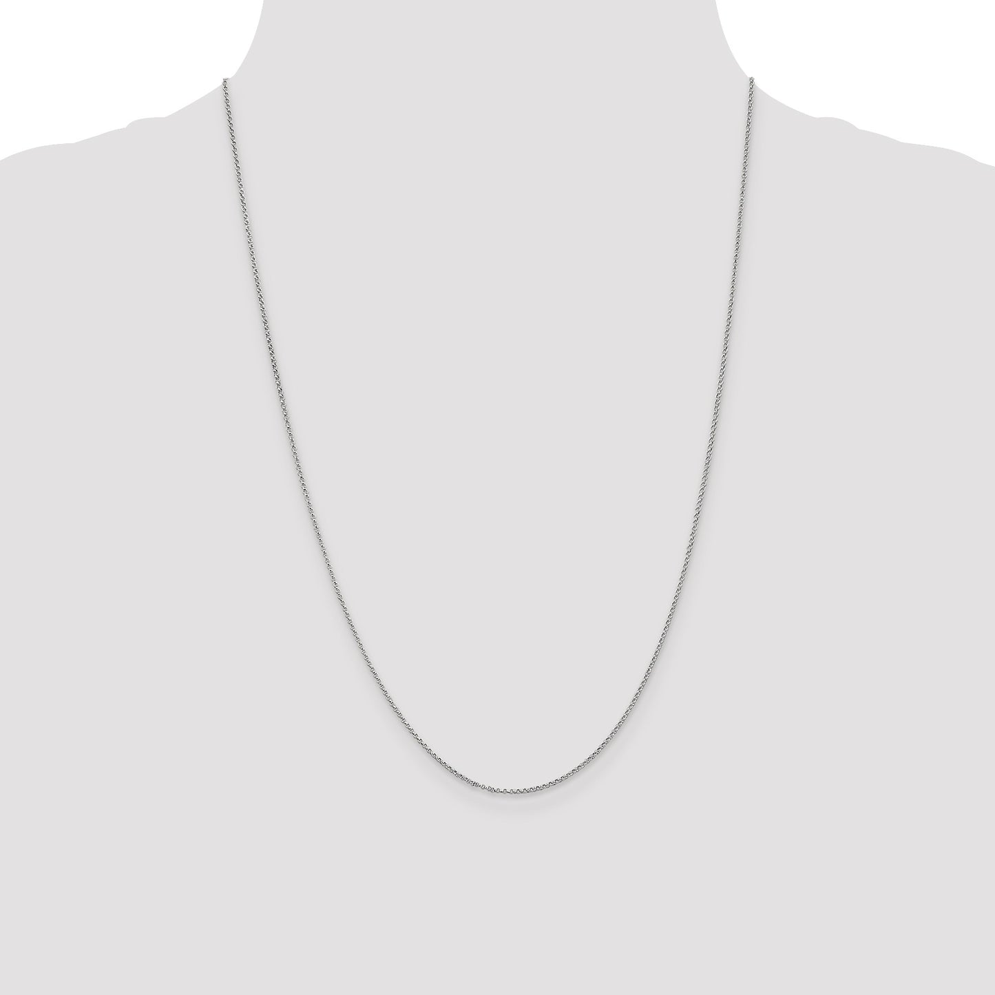 14K White Gold 24 inch 1.15mm Rolo with Lobster Clasp Pendant Chain