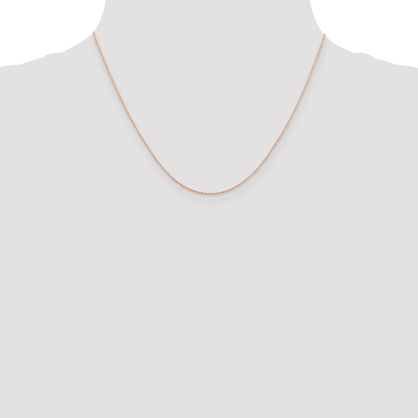 14K Rose Gold 18 inch .5mm Baby Rope with Spring Ring Clasp Chain