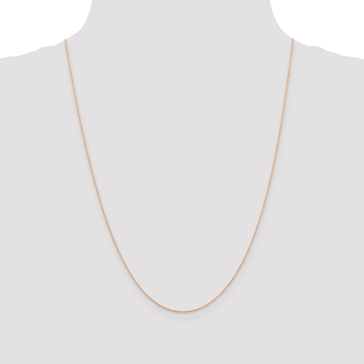 14K Rose Gold 24 inch .5mm Baby Rope with Spring Ring Clasp Chain