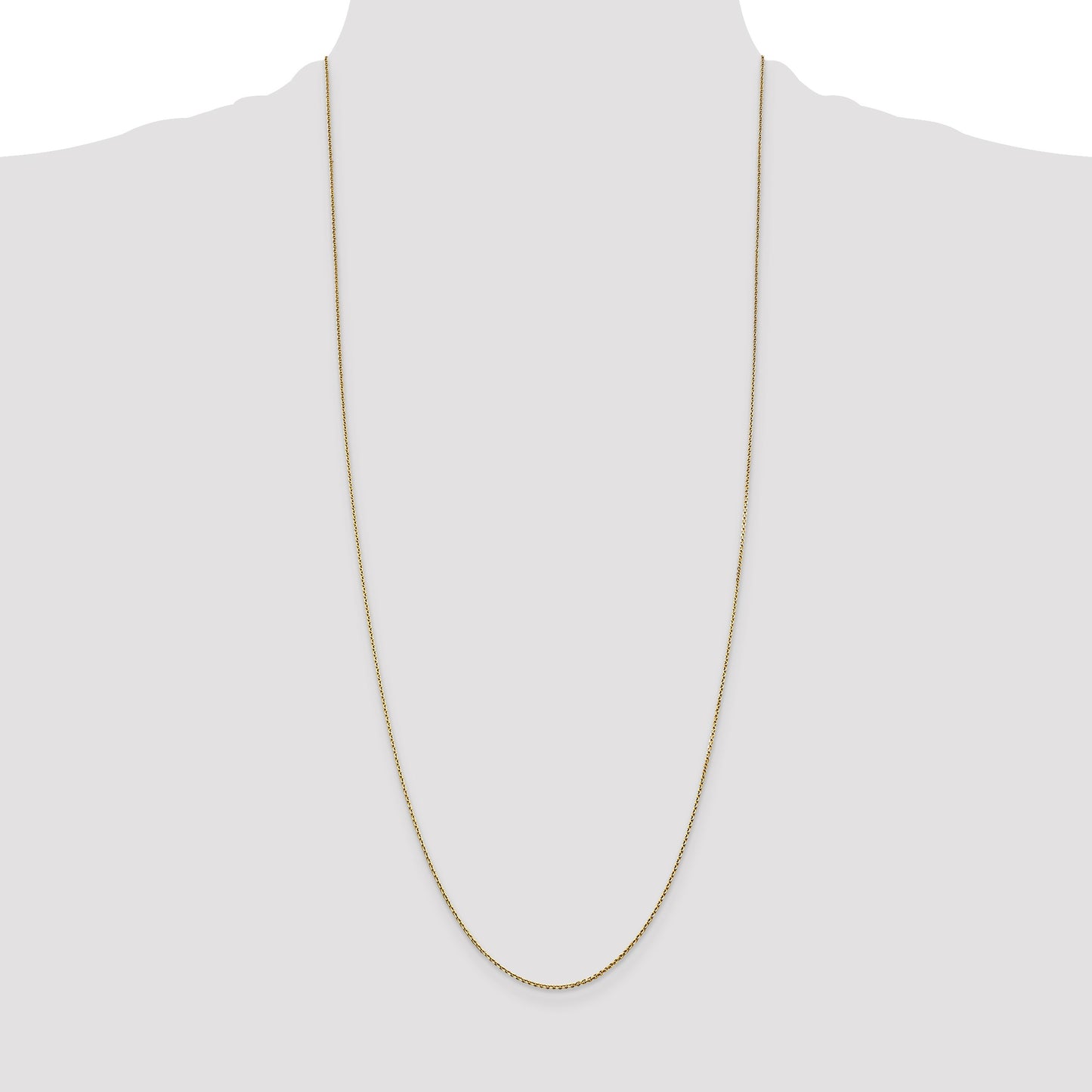 14K 30 inch .9mm Diamond-cut Round Open Link Cable with Lobster Clasp Chain