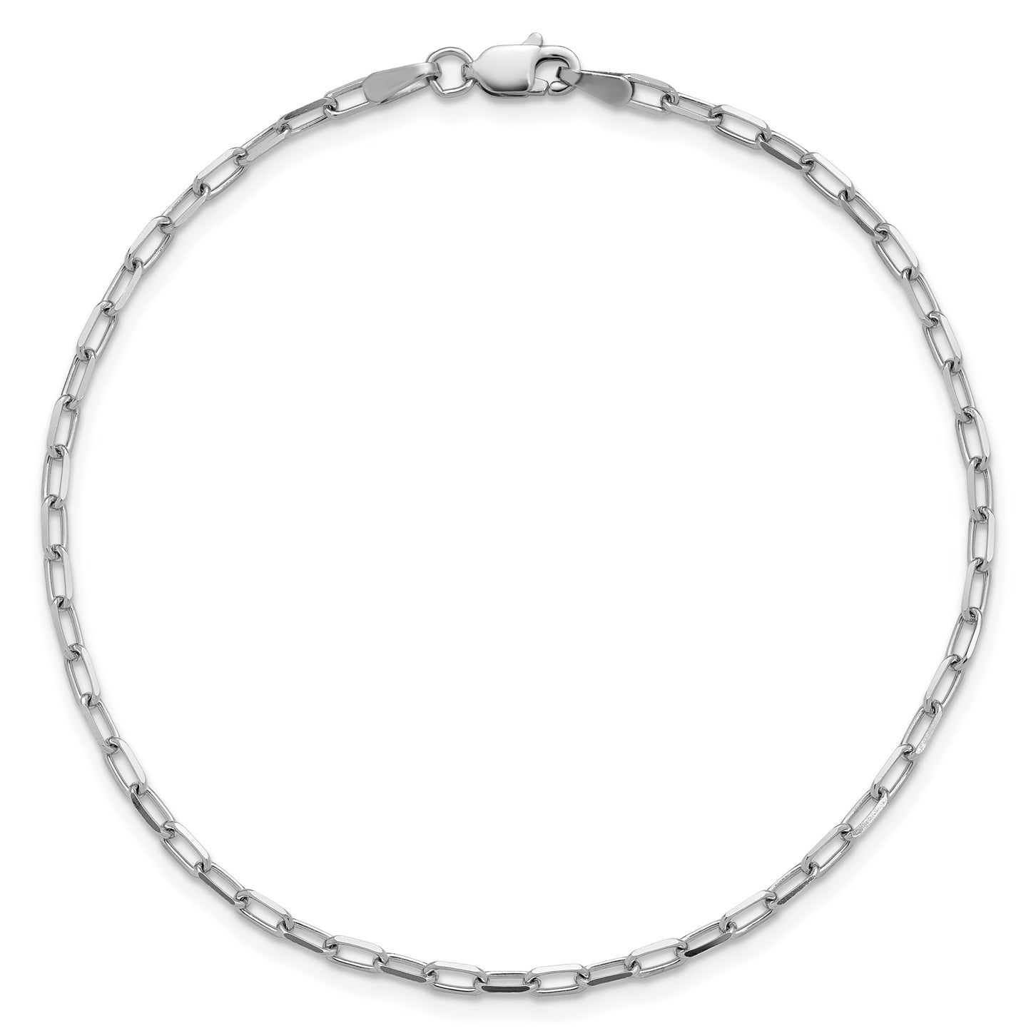 14k White Gold 2.1mm Solid Beveled Paperclip Chain