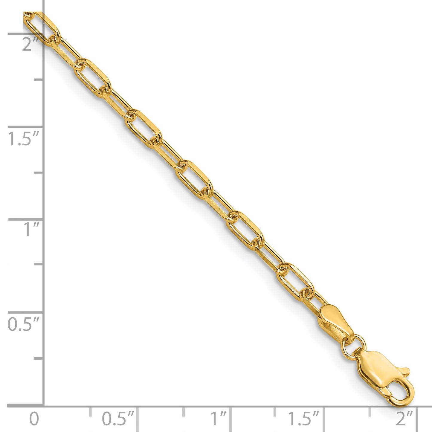 14k 3.0mm Solid Beveled Paperclip Chain