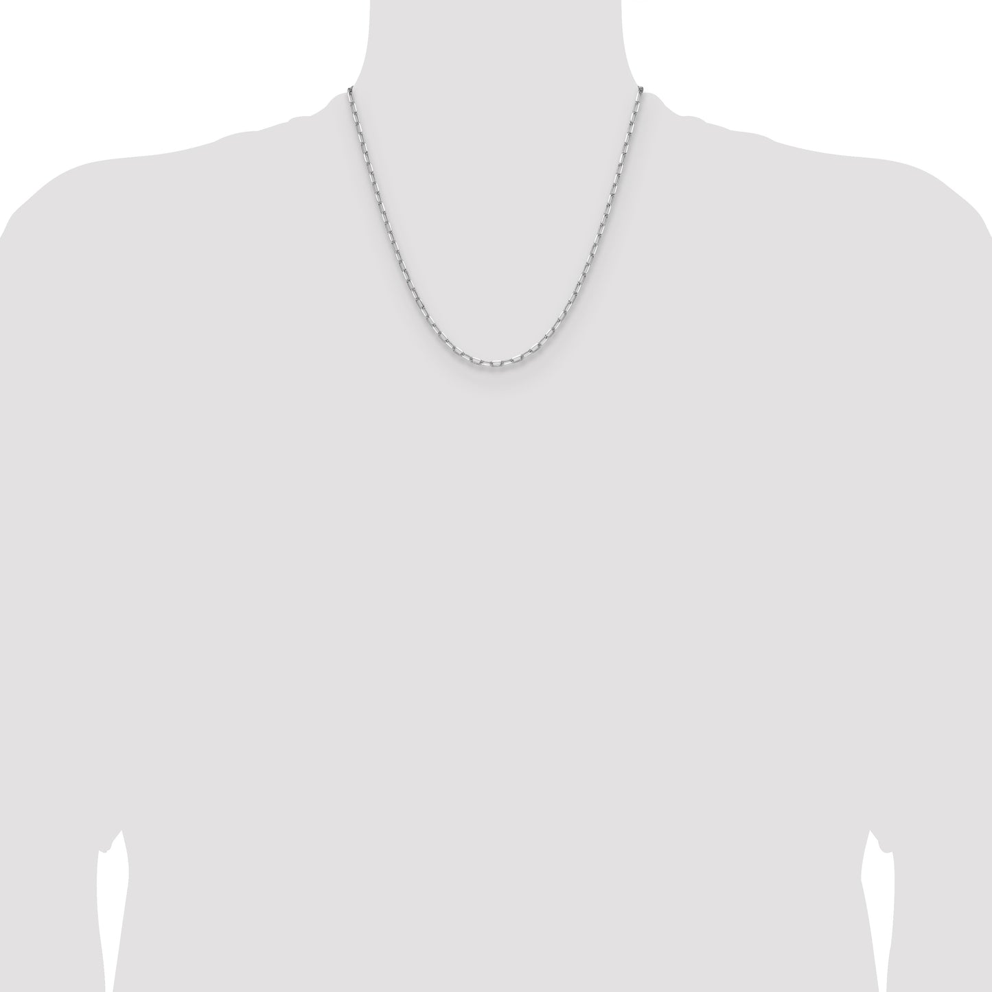 14k White Gold 3.0mm Solid Beveled Paperclip Chain