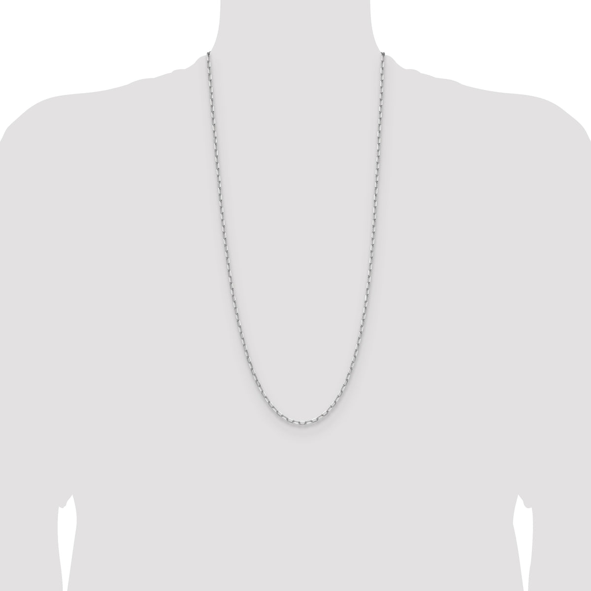 14k White Gold 3.0mm Solid Beveled D/C Paperclip Chain