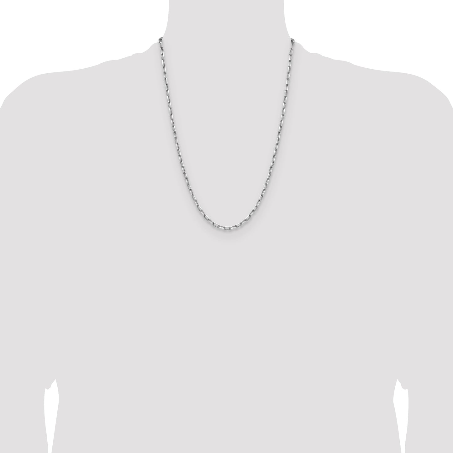 14k White Gold 3.5mm Solid Beveled Paperclip Chain
