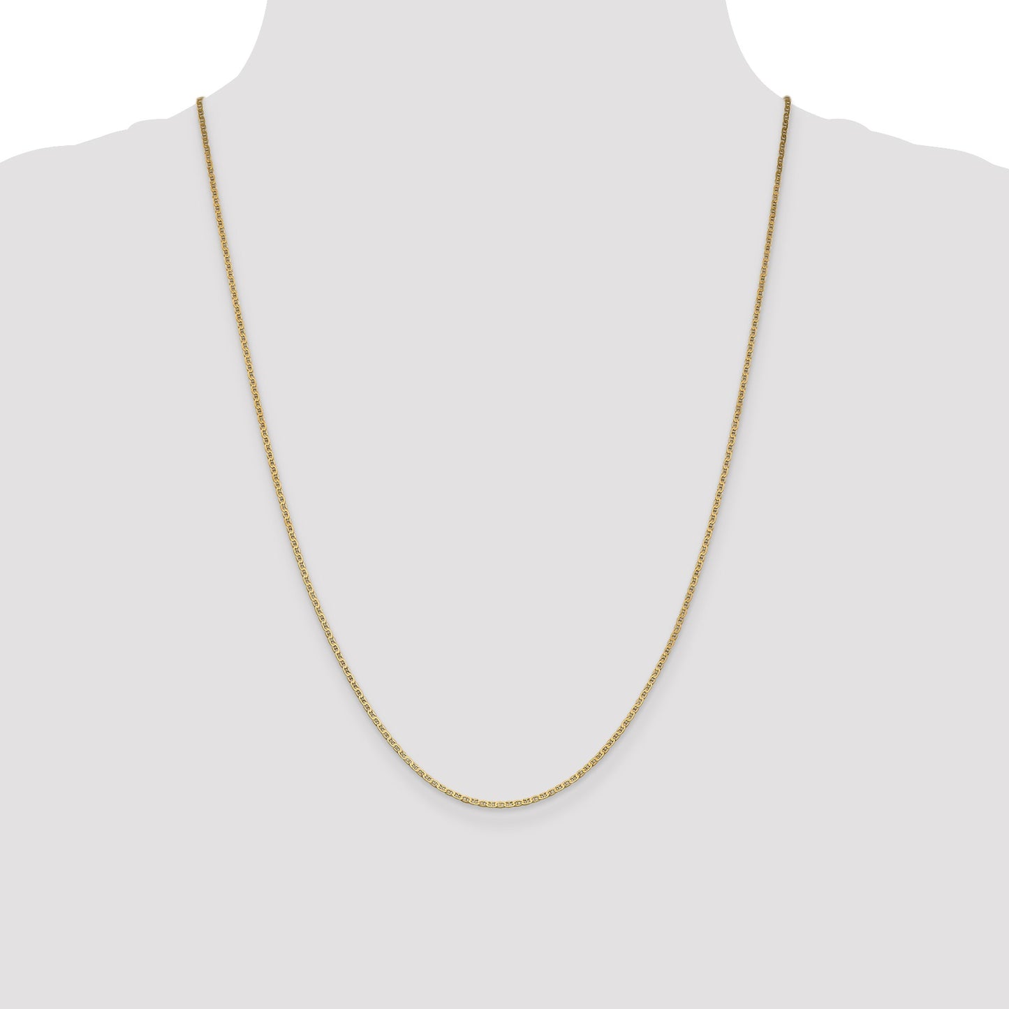 14K 24 inch 1.5mm Lightweight Flat Anchor Link with Lobster Clasp Pendant Chain