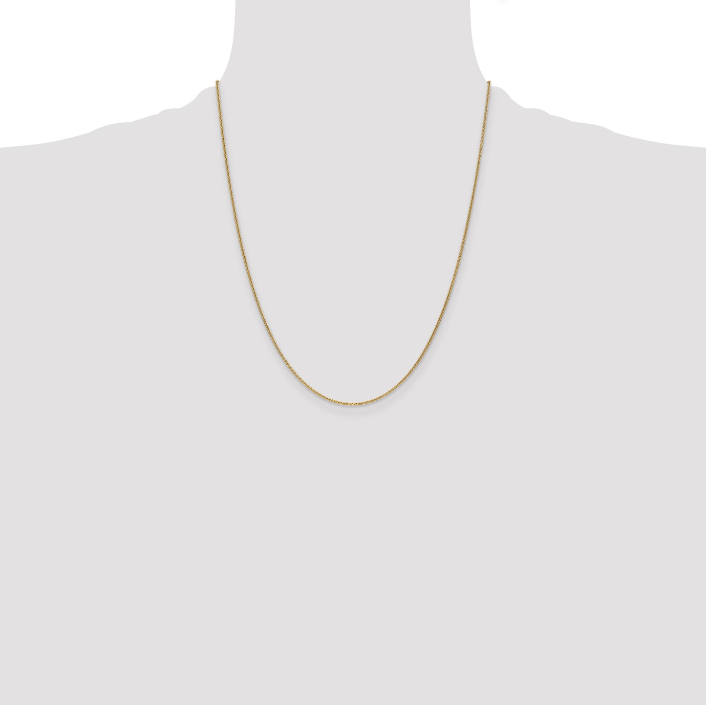 14K 22 inch 1mm Round Open Link Cable with Lobster Clasp Chain