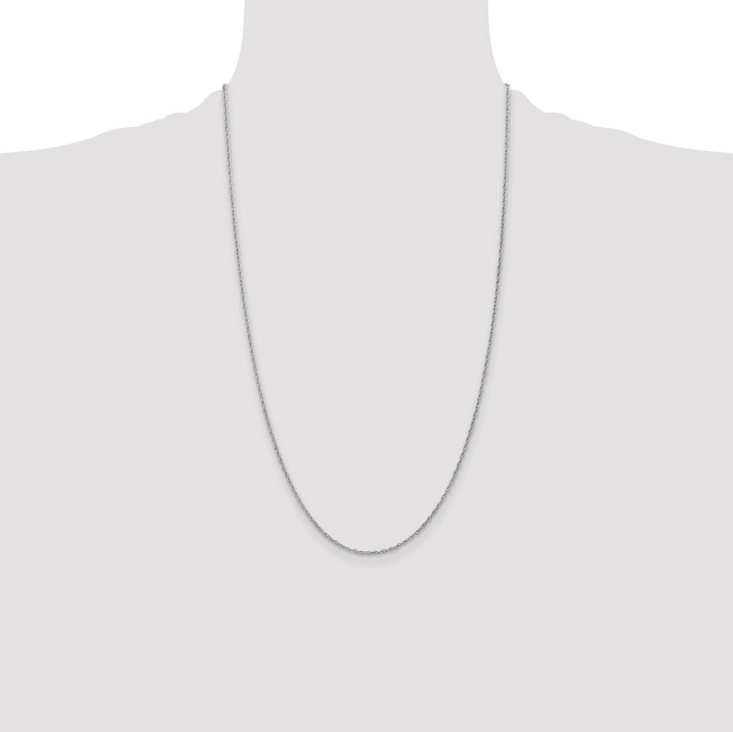 14K White Gold 26 inch 1.3mm Heavy Baby Rope with Lobster Clasp Chain