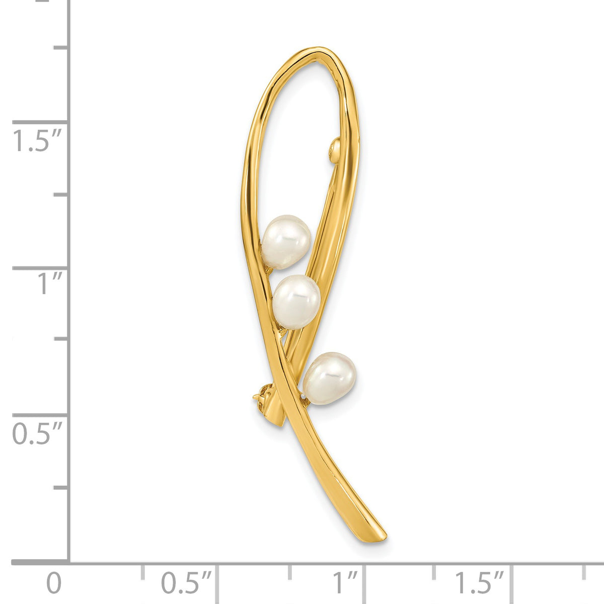 14k 4-5mm White Teardrop Freshwater Cultured Pearl Brooch