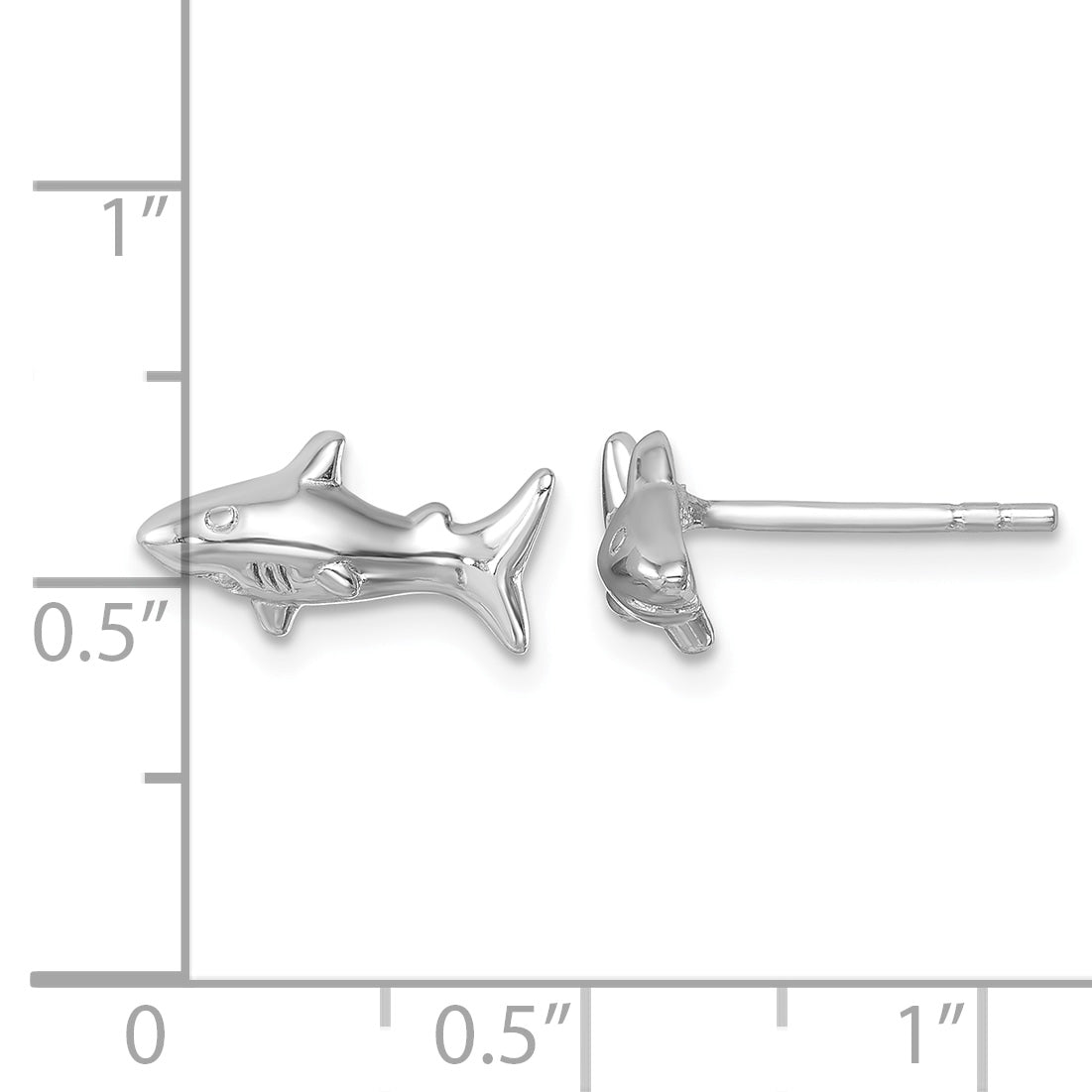 Sterling Silver Rhodium-Plated Polished Shark Post Earrings