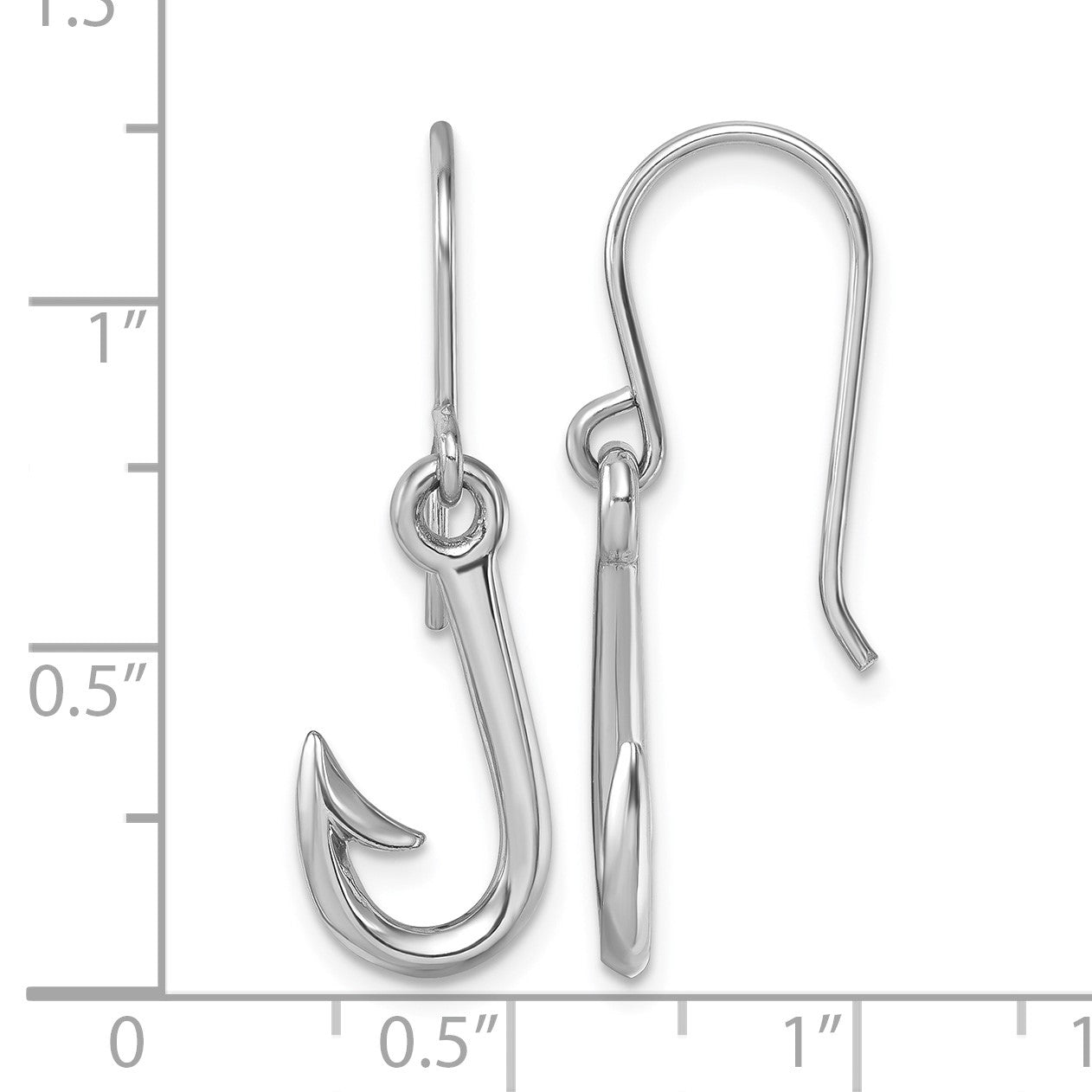 Sterling Silver Rhodium-Plated Polished Hook Dangle Earrings