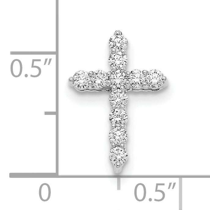 14k White Gold 1/4 carat Diamond Cross Pendant 18 inch Necklace