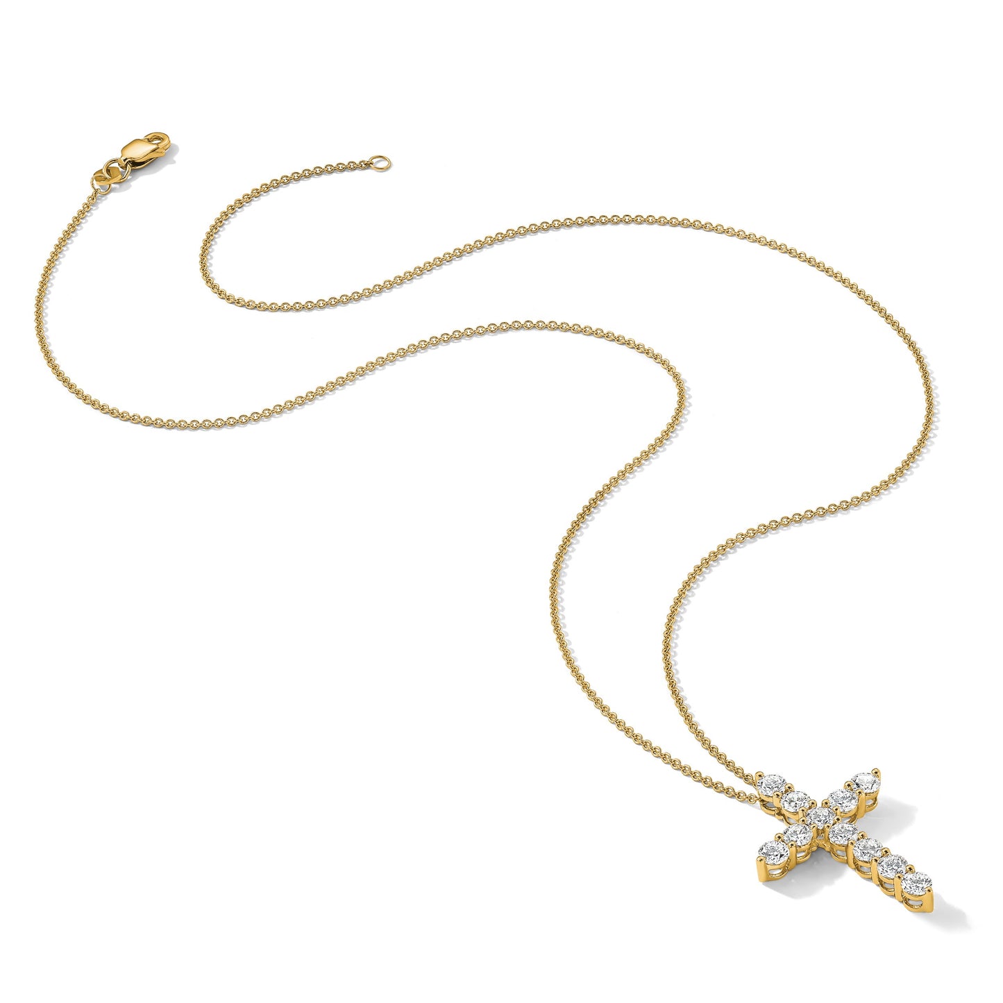 14k Polished 1.5 carat Diamond Cross Pendant 18 inch Necklace