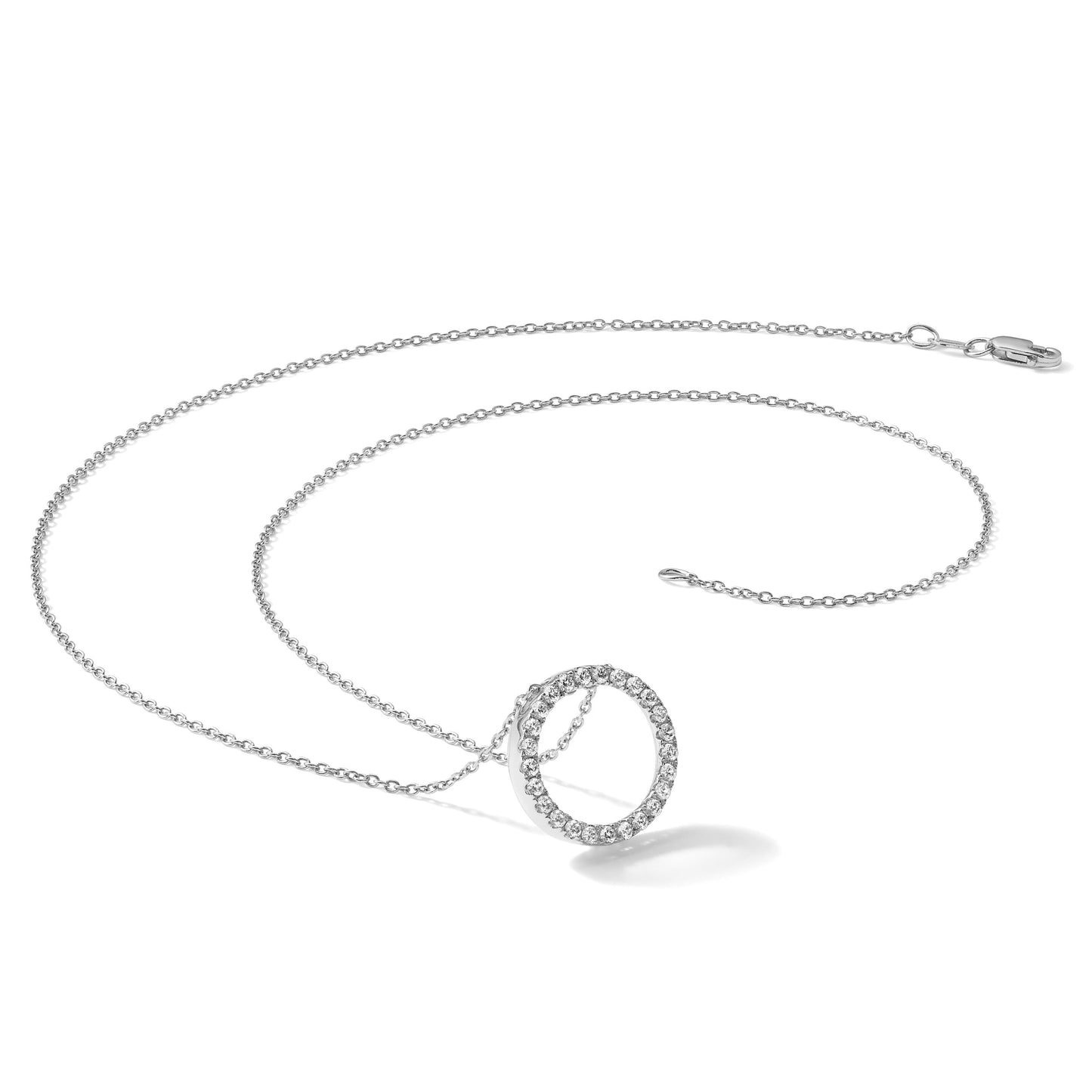 14k White Gold 1 carat Diamond Circle 18 inch Necklace