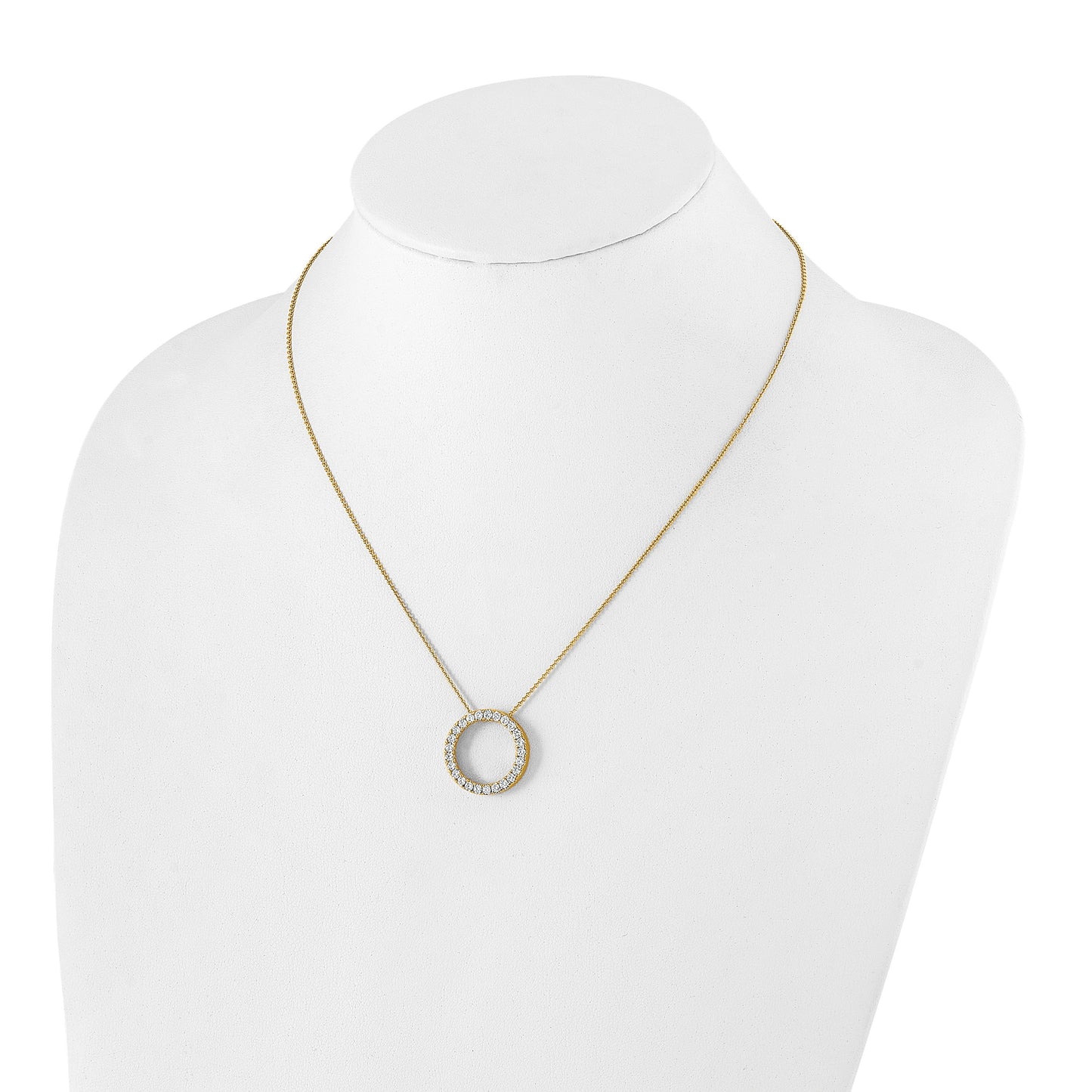 14k Polished 1 carat Diamond Circle 18 inch Necklace