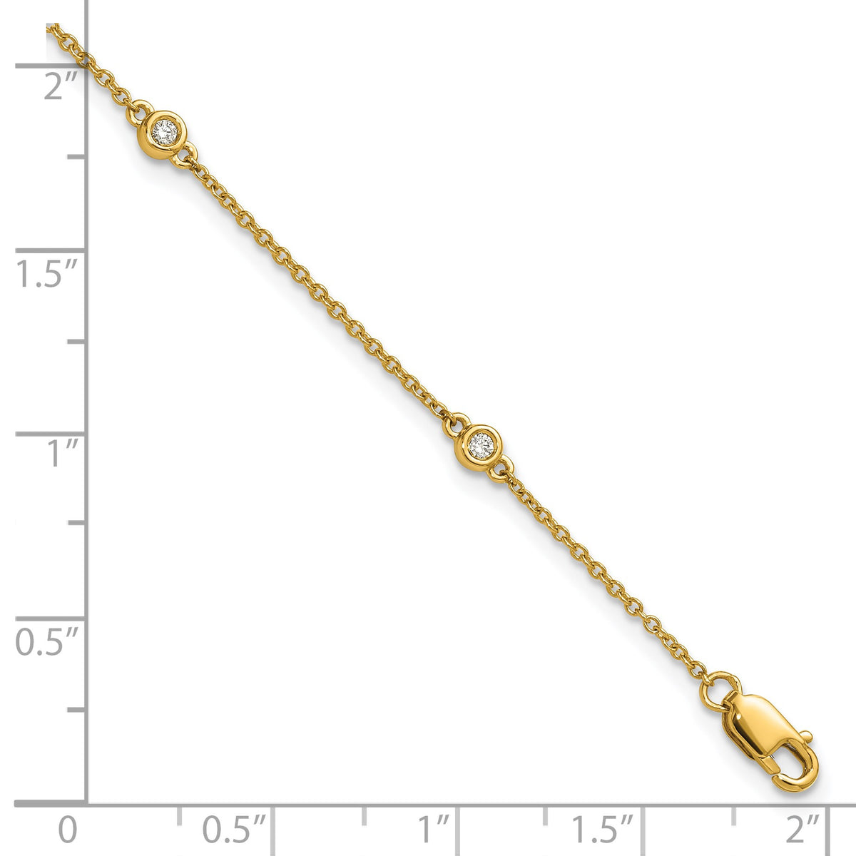 14k Complete 1/10 carat Bezel-set Diamond and Cable Chain 5-Station 7 inch Bracelet