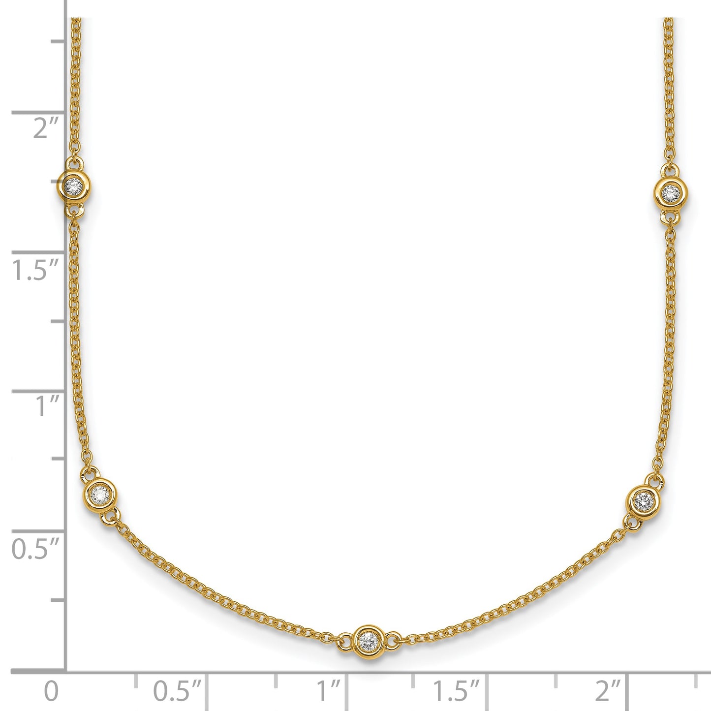 14k Complete 1/4 carat Bezel-set Diamond and Cable Chain 15-Station 18 inch Necklace