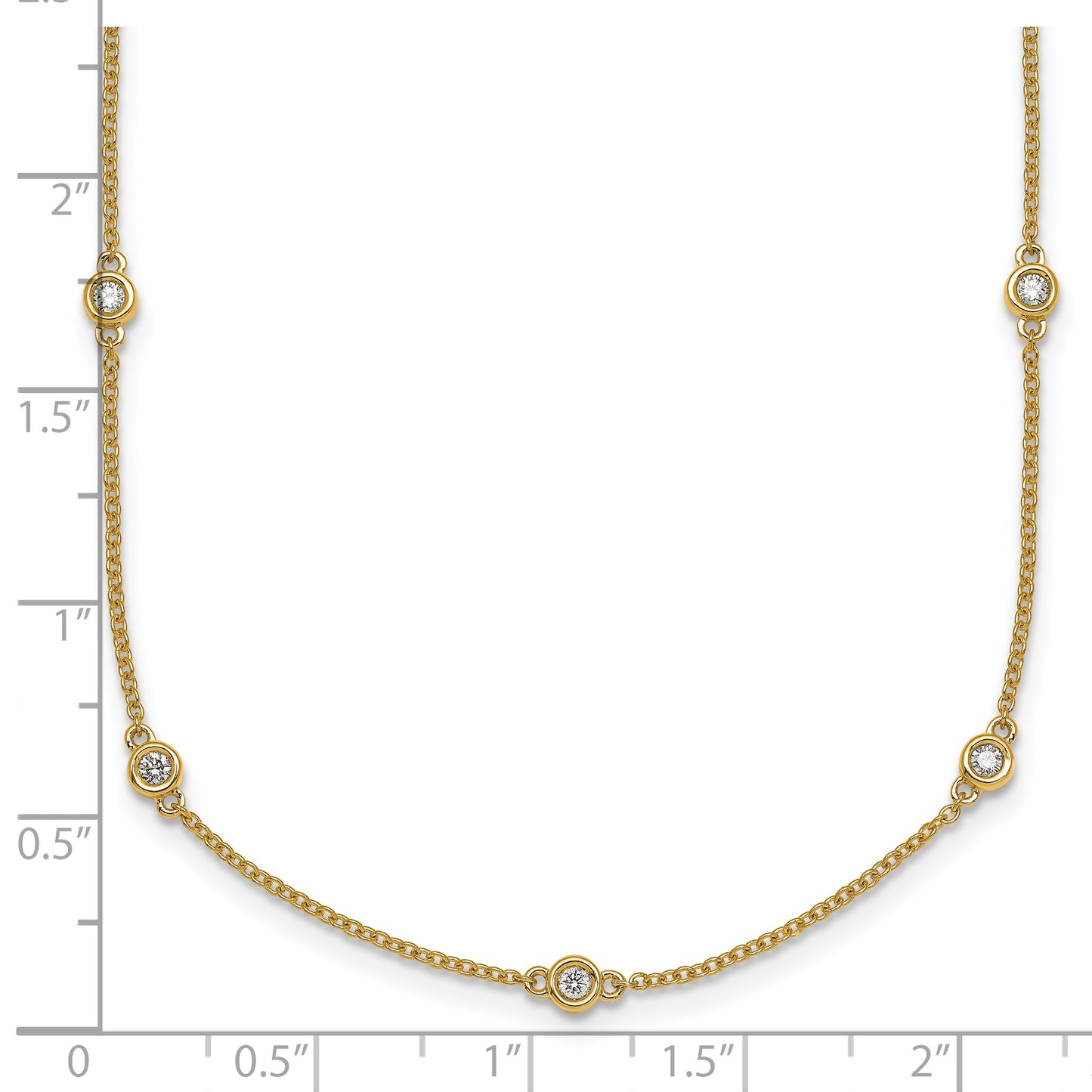 14k Complete 1/3 carat Bezel-set Diamond and Cable Chain 13-Station 16 inch Necklace