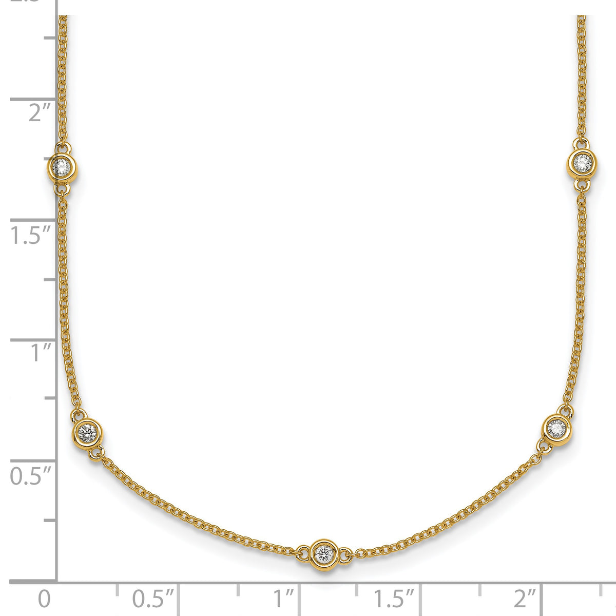 14k Complete 3/8 carat Bezel-set Diamond and Cable Chain 17-Station 20 inch Necklace