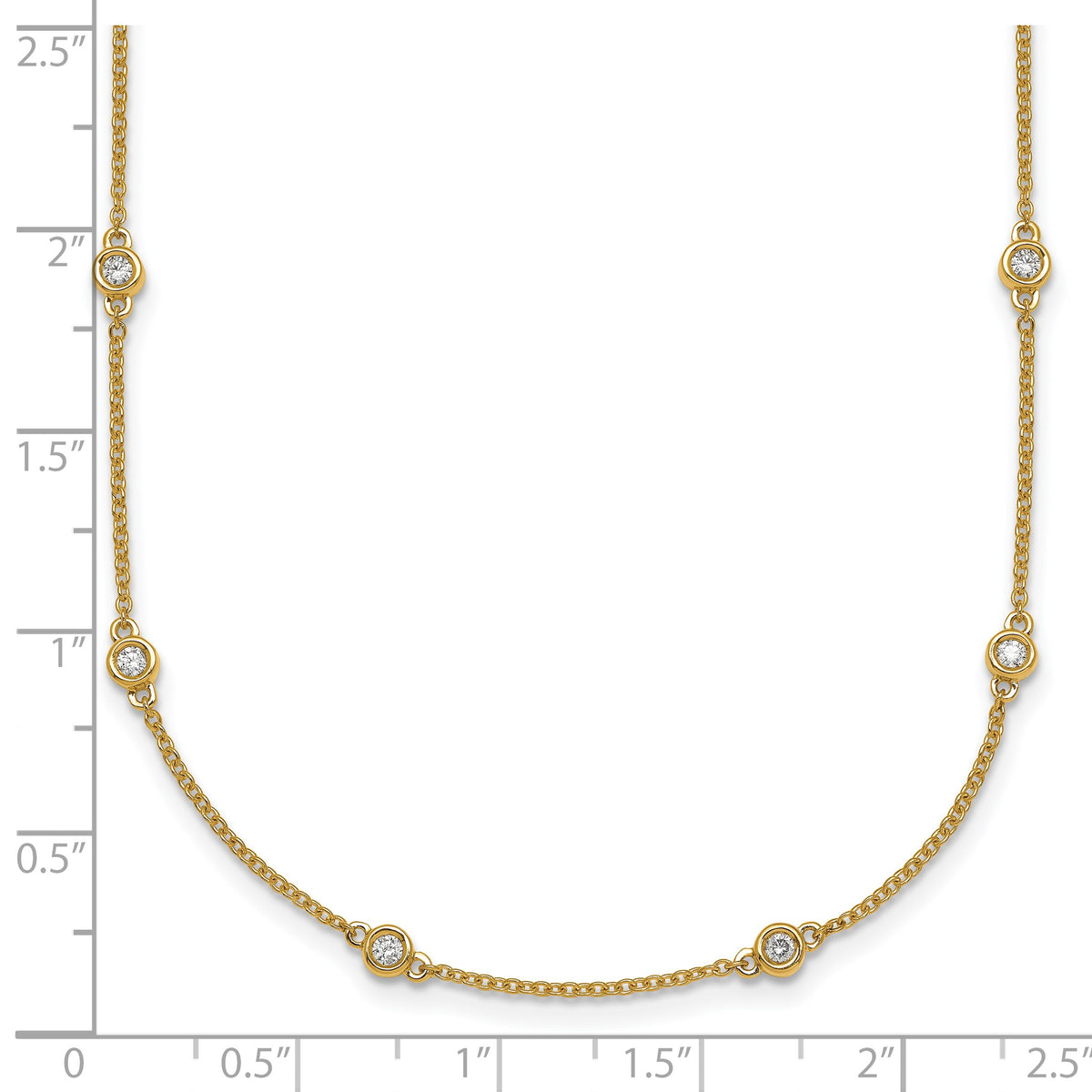 14k Complete 3/8 carat Bezel-set Diamond and Cable Chain 16-Station 16 inch Necklace