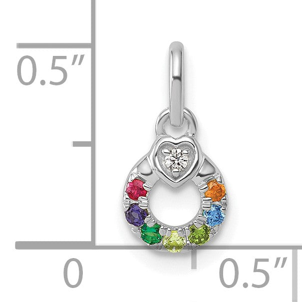 14k WG Dia. Heart w/7 Birthstone Mother's Circle Pend Semi-Mount