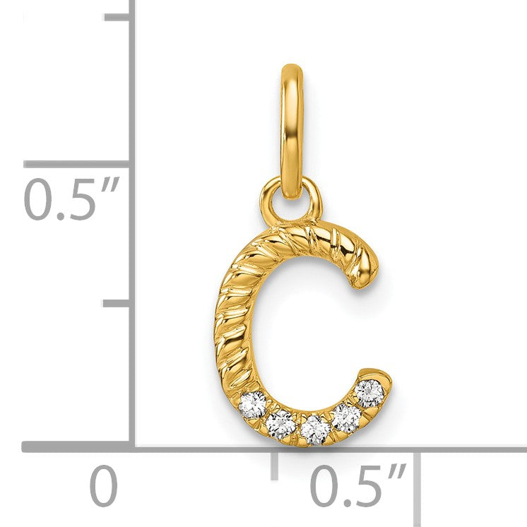 14k Twisted with .05 ct. Diamond Initial C Charm