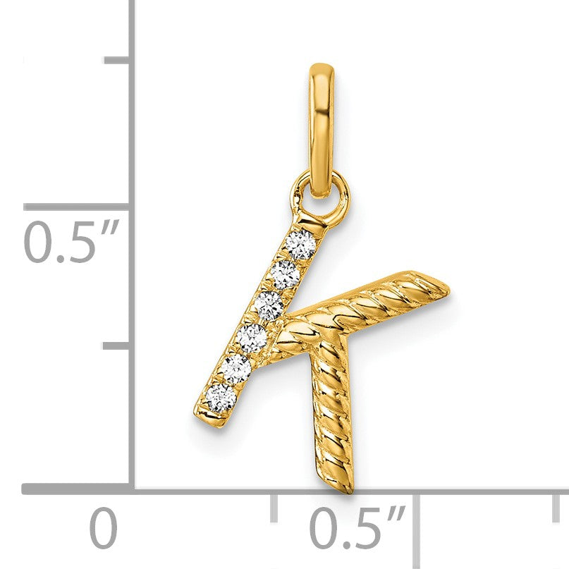 14k Twisted .05 ct. Diamond Initial K Charm