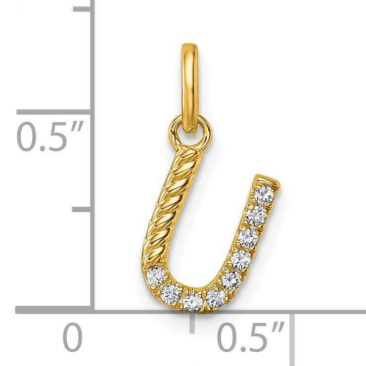 14k Twisted .10 ct. Diamond Initial U Charm