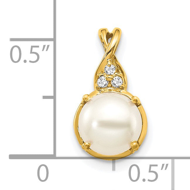 14k 7mm June/Freshwater Cultured Pearl and Diamond Pendant