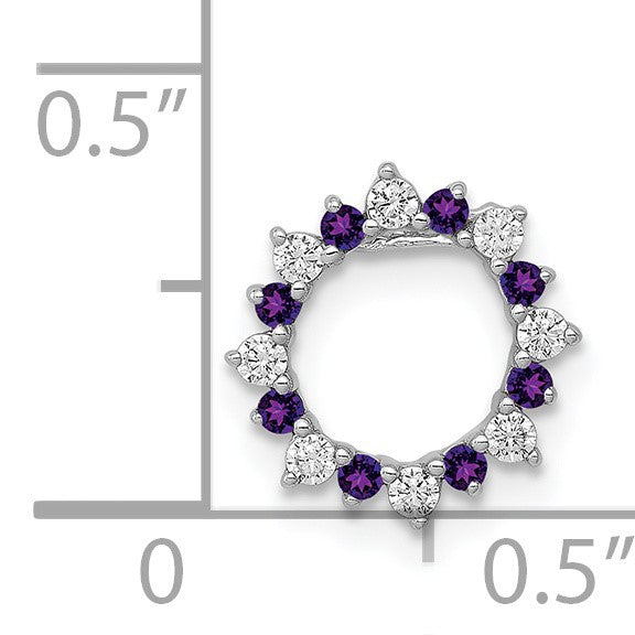 14k White Gold Diamond and .08 Amethyst Fancy Circle Chain Slide