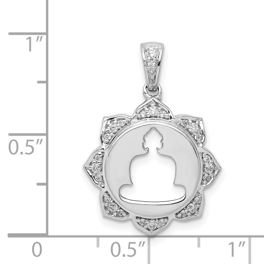 14k White Gold 1/6 carat Diamond Buddha Pendant