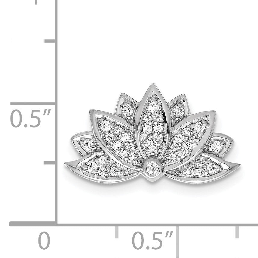 14k White Gold 1/5 carat Diamond Lotus Flower Chain Slide