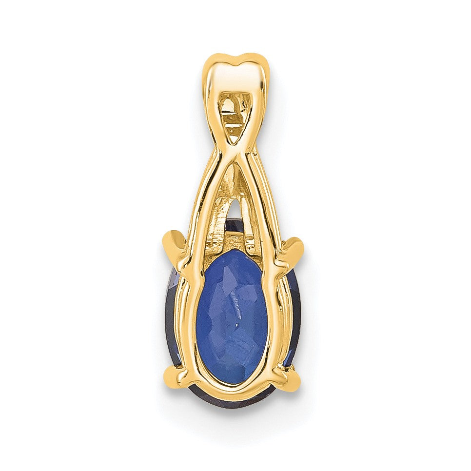 14k 7x5 Oval September/Lab Created Sapphire and Diamond Pendant