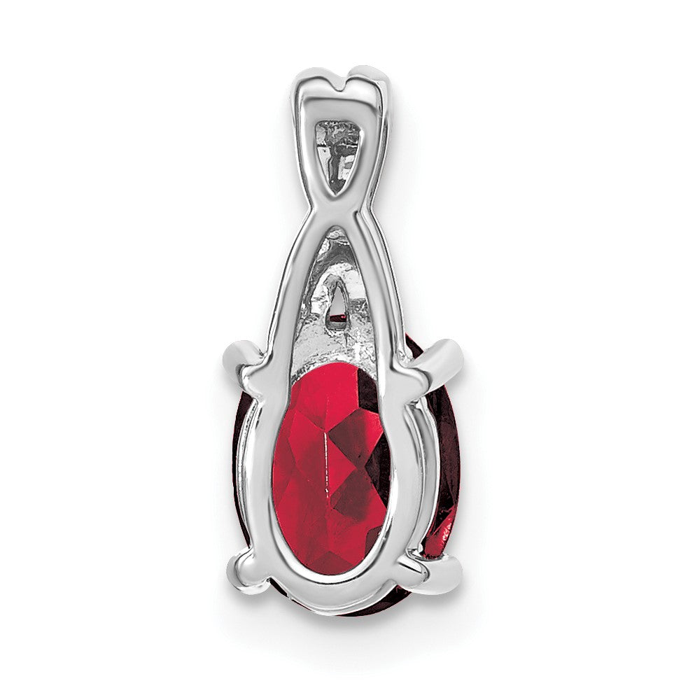 14k White Gold 7x5mm Oval Lab Created Ruby and Diamond Pendant