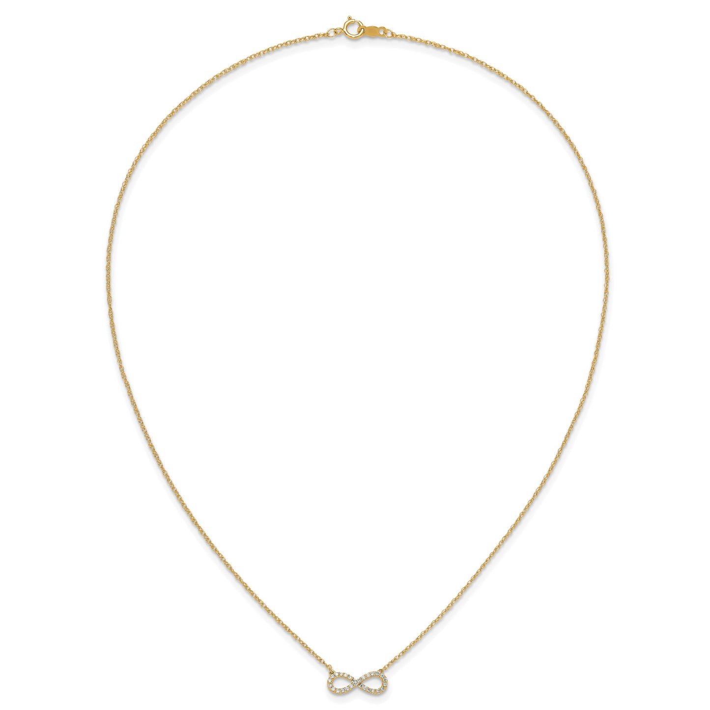 14K Polished 1/6 carat Diamond Infinity Symbol 18 inch Necklace