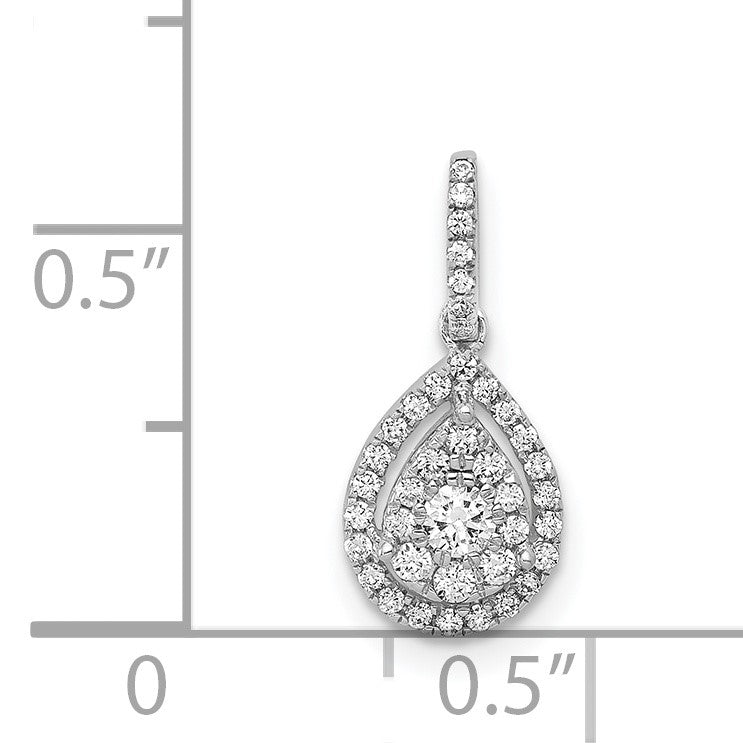 14k White Gold 1/4 carat Diamond Halo Teardrop Pendant