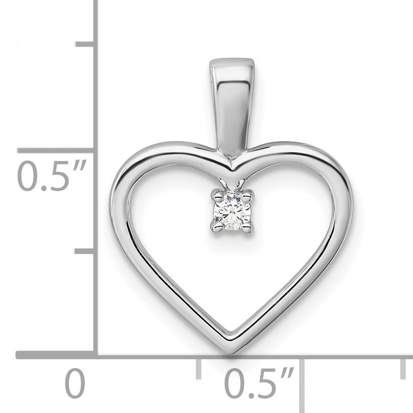 14k White Gold 1/20 carat AA Diamond Heart Pendant